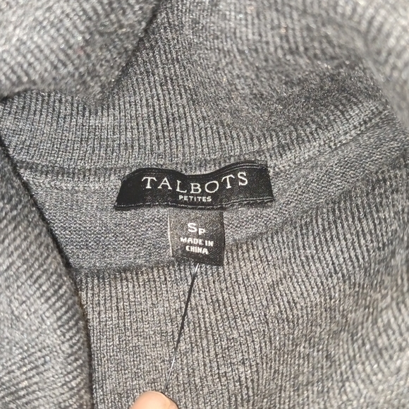 NWT-Talbot's-SMALL-Grey-Wash- fold-over-collar, Light-Weight-Long Sleeve Sweater - Picture 4 of 8